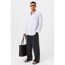 Uzun Kollu Basic Oversize Gömlek Ekru
