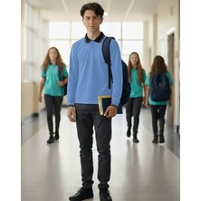 Çizgi Polo Yaka Okul T-Shirt %100 Pamuklu