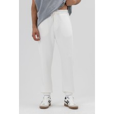 Basic Paça Lastikli Eşofman Alt Ekru