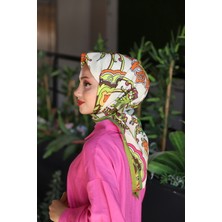 Velvet Desenli Eşarp Yağ Yeşili