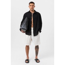 Uzun Kollu Basic Oversize Gömlek Siyah