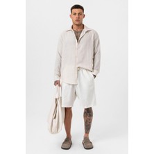 Uzun Kollu Basic Oversize Gömlek Bej
