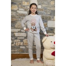 Cossy By Aqua 26452 Kız Çocuk Uzun Kollu Bisiklet Yaka Paçası Bantlı Pijama Takım-Çizgili
