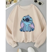 Baskılı Bisiklet Yaka Içi Polarlı Sweatshirt