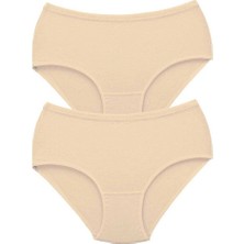 2 Adet Tutku Kadın Yüksek Bel Bato Kalın Lastik Külot Ten