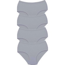 4 Adet Tutku Kadın Yüksek Bel Bato Kalın Lastik Külot Gri