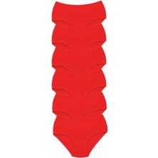 6 Adet Tutku Kadın Yüksek Bel Bato Kalın Lastik Külot Kırmızı