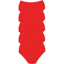 5 Adet Tutku Kadın Yüksek Bel Bato Kalın Lastik Külot Kırmızı