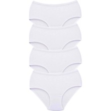 4 Adet Tutku Kadın Yüksek Bel Bato Kalın Lastik Külot Beyaz