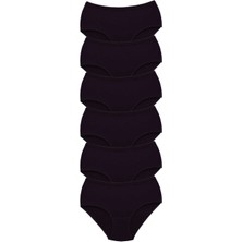 6 Adet Tutku Kadın Yüksek Bel Bato Kalın Lastik Külot Siyah