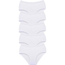 5 Adet Tutku Kadın Yüksek Bel Bato Kalın Lastik Külot Beyaz