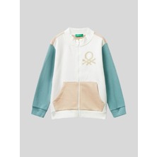 Benetton Kız Çocuk Fermuarlı Sweatshirt 1-6 Yaş Beyaz