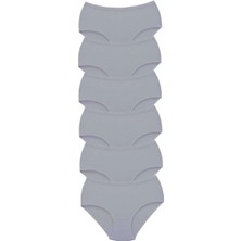 6 Adet Tutku Kadın Yüksek Bel Bato Kalın Lastik Külot Gri