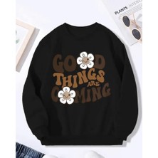 Good Think Detaylı Bisiklet Yaka Içi Polarlı Sweatshirt