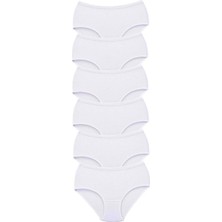 6 Adet Tutku Kadın Yüksek Bel Bato Kalın Lastik Külot Beyaz