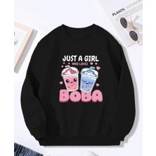 Boba  Baskı Detaylı Bisiklet Yaka Içi Polarlı Sweatshirt