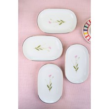 Tabak Evi Porselen Natura Çuha Altın Yaldızlı Oval Kayık Tabak 18X11X2,50CM 4 Lü
