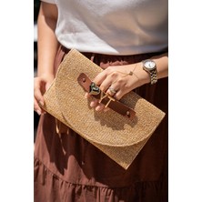 Change Taba Charm Detaylı Hasır Clutch Kadın Çanta