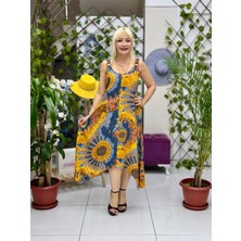 HL14039 Omzu Halkalı Askılı Viskon Hilal Elbise