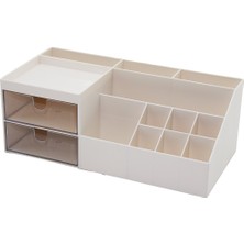 2 Çekmeceli + 12 Bölmeli  Plastik Makyaj - Takı Organizer 12X24CM-- Y: 4-6-7-8-9cm (5286)