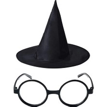 Harry Potter Şapkası ve Gözlüğü Siyah Renk
