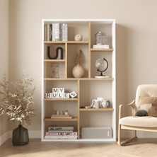 L'occi Concept 124 cm Kitaplık Sepet Beyaz - Modern Kapaklı Kitap Rafı ve Dekoratif Düzenleyici - FG1-SW