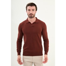 Çizgili Slim Fit Apaç Yaka Erkek Kazak