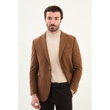 Düz Slim Fit Mono Yaka Torba Cepli Metal Düğmeli Erkek Ceket