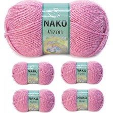 5 Adet Vizon Premium Akrilik El Örgü Ipi Yünü Renk NO:275 Gül Kurusu