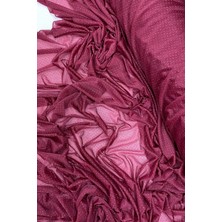 Yağmur Damlası Simli Abiye Elbise Şallık Tül Kumaş Bordo 23