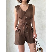 Kuşaklı Şortlu Tulum