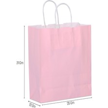 25*31*12 Pembe Saplı Kağıt Çanta 24 Adet