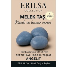 Tesbih Atölyesi Sertifikalı Doğal Angelit Melek Taşı Kütle 3 Adetli – Huzur Veren Nazik Enerji El Taşı