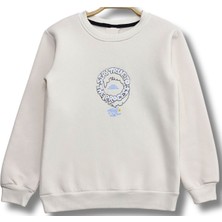 Erkek Çocuk Önü Arkası Stay True Yazı Desenli Ekru Sweatshirt
