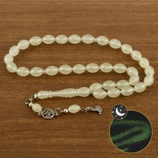 Zengezur Oval Kesim Tombul Fosforlu Tesbih 8X10 Mm-Fosfor Yeşil