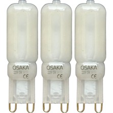 (3 adet) Osaka buzlu 5W Beyaz Işık (6500K) G9 Duylu LED Kapsül Ampul