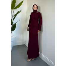 Lorvil Yandan Bağlamalı Büyük  Beden Elbise Bordo