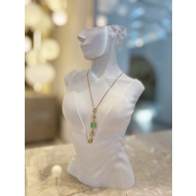 Yeşil Y Desenli Çelik Kararmaz Paslanmaz Tasarım Özel Zincirli Kolye 1 Adet