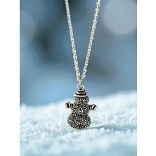 Kardan Adam Parlak Unisex Tasarım 925 Ayar Gümüş Kolye