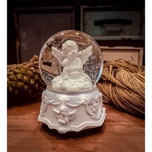 Keyfim Shop Masum Melek Işıklı Müzikli Kar Küresi 17 cm Otomatik Kar Püskürten Hediye