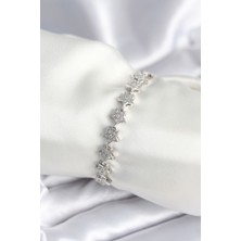 Pirinç Gümüş Renk Yıldız Model Kadın Bileklik - TJ-BB7979