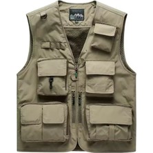 Örgü Çok Cepli Unisex Spor Balıkçılık Yeleği Fotoğrafçılık Iş Kıyafetleri Rahat Kargo Yelek Beden L