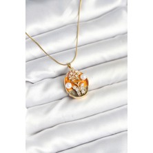 316L Çelik Zincir Kelebek Model Sanatsal Portre Kadın Kolye - TJ-BKO10594