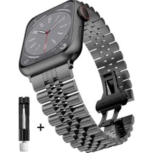 Apple Watch Seri 10 11 Uyumlu 42MM Uyumlu Paslanmaz Çelik Rolex Kordon