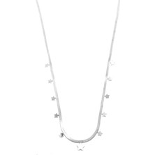 Yıldız Ezme Zincir Kolye - 45CM - Gümüş