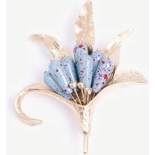 Çiçek Formlu Mineli Broş