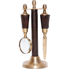 Yargıcı Deri Detaylı Metal Büyüteç Seti(9x8x17 Cm)