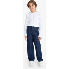 DeFacto Wide Leg Düz Paça Jean Pantolon Erkek Çocuk F2258A825AU