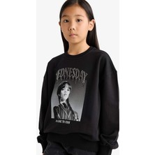 DeFacto Wednesday Oversize Geniş Kalıp Bisiklet Yaka Sweatshirt Kız Çocuk G0440A825AU