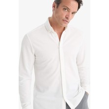 DeFacto Regular Fit Polo Yaka Penye Uzun Kollu Gömlek E8067AX25AU